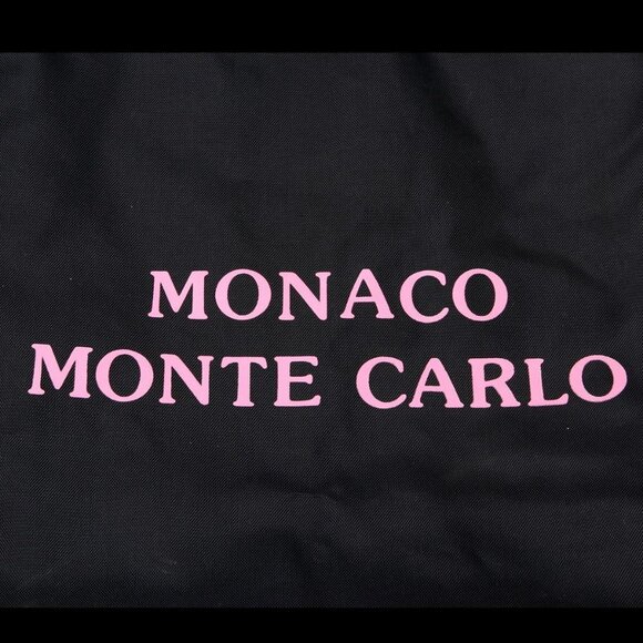 Monte Carlo Nylon Tote Bag Vacation Shoulder Bag Black Pink - Picture 4 of 6